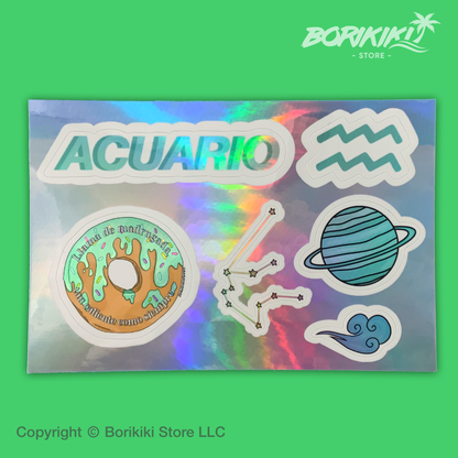 Acuario - Sticker Sheet (Premium Holographic)