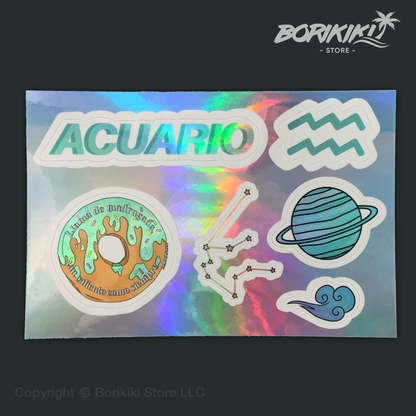 Acuario - Sticker Sheet (Premium Holographic)